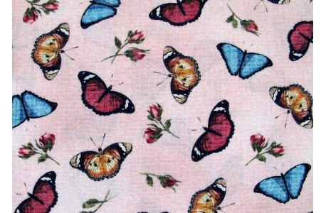 Patchworkstoff Schmetterlinge Butterfly Basics rosa blau