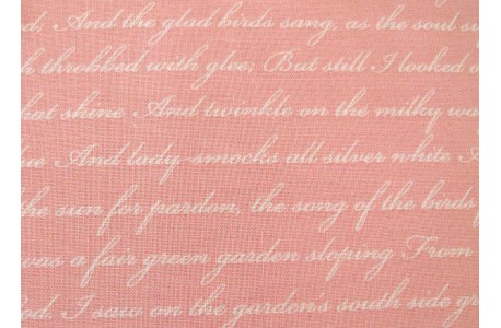 Patchworkstoff Schrift Text rosa Rose & Violets Garden