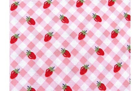 Patchworkstoff Erdbeeren Karos rosa rot Farmgirls Unite