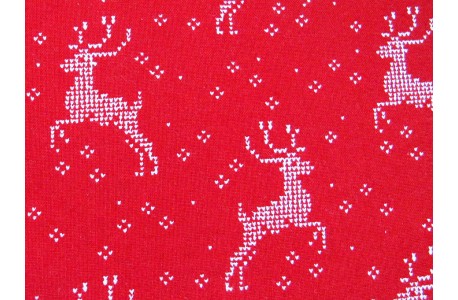 Weihnachtsstoff Patchwork Nordic Stitches rot