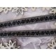Webband Blumen schwarz grau