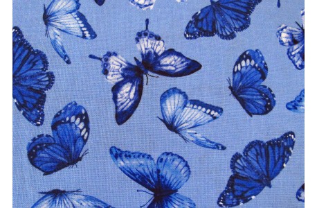 Stoff Schmetterlinge Blue Jubilee Patchworkstoff