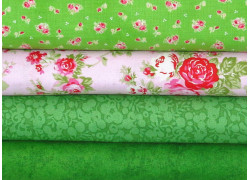 Stoffpaket Rosen grün rosa