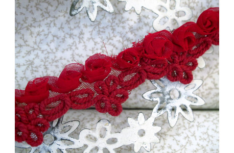 Blumenborte Spitze rot