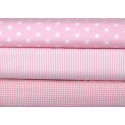stoffpaket Baumwolle rosa weiß Karos Sterne Streifen 73006