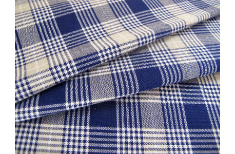 Webstoff kariert blau creme Westfalenstoffe