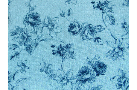Dekostoff Rosen blau Baumwolle