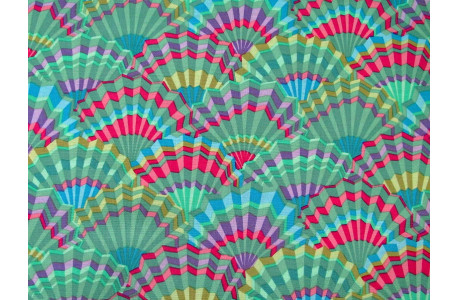 Patchworkstoff Fächer grün Kaffe Fassett