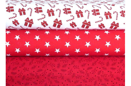 Stoffpaket Weihnachten rot weiß 73002