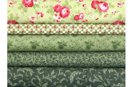 Patchwork Stoffpaket Blumen Rosen Baumwolle grün 75041