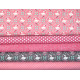 Patchwork Stoffpaket Baumwolle Schrift Punkte Blumen rosa Schwan 75025
