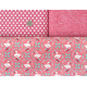 Patchwork Stoffpaket Baumwolle Schrift Punkte Blumen rosa Schwan 75025