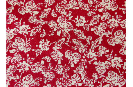 Baumwollstoff Rosen rot weiß Blumen Baumwolle