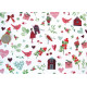 Stoffpaket acufactum Baumwolle Häuser Beeren Mädchen Blumen Herzen Sommer 75063