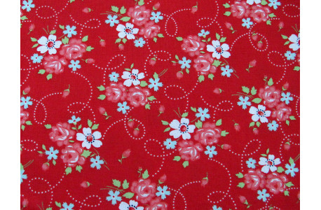 Rosenstoff Blumen Baumwolle Röschen Stoff One Fine Day Patchworkstoff