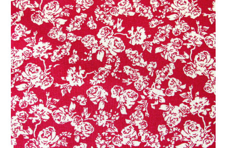 Baumwollstoff Rosen rot weiß Blumen Baumwolle