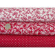 stoffpaket Baumwolle Blumen Punkte Patchwork Stoff Quilten rot weiß Rosen 73006