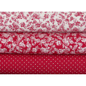 stoffpaket Baumwolle rot weiß Rosen 73006