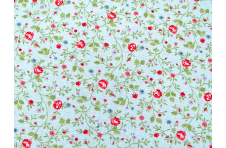 Patchworkstoff Rosen Blumen Baumwolle Stoff Röschen blau Ellie
