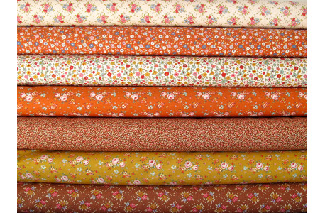 Tilda Stoffpaket Baumwolle Stoffe Rosen Blumen Blümchen rost orange 77008