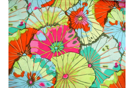 Patchworkstoff Baumwolle Blumen Blätter Stoff Lotus Leaf Kaffe Fassett