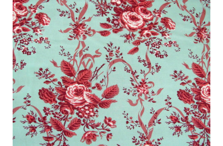 Rosenstoff Baumwolle Blumen Stoff Rue Floriane Patchworkstoff