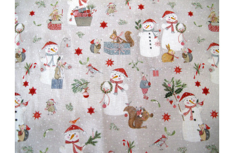Stoff Weihnachten Baumwolle Eichhörnchen Hase Vogel Schneeflocken Schneemann acufactum Kerstin Heß
