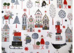 Baumwollstoff Weihnachten Kerstin Heß Baumwolle Winter schwedisch Häuser Vögel Rentier acufactum