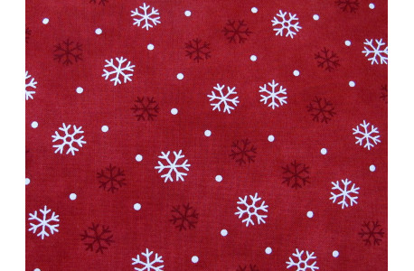 Weihnachtsstoff Patchwork Baumwolle Eiskristalle Schneeflocken Moda rot Stoff Woodland Winter