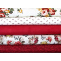 Stoffpaket Baumwolle rot creme 75062