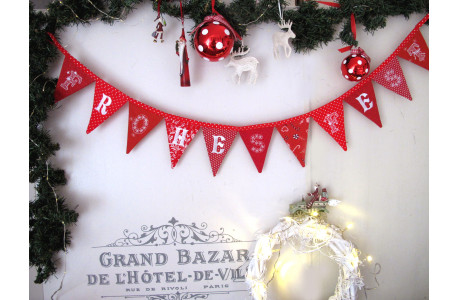 Weihnachtsgirlande Wimpelkette rot