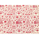Baumwollstoff Weihnachten rot creme