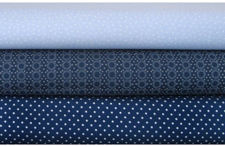 Stoffpaket Pünktchenstoffe Sternchen Baumwolle Stoffe blau
