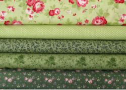 Patchwork Stoffpaket Blumen Rosen Baumwolle grün 75041