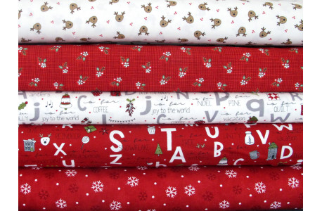 Stoffpaket Weihnachtsstoffe Rentier Baumwolle Stoff Sterne 75079