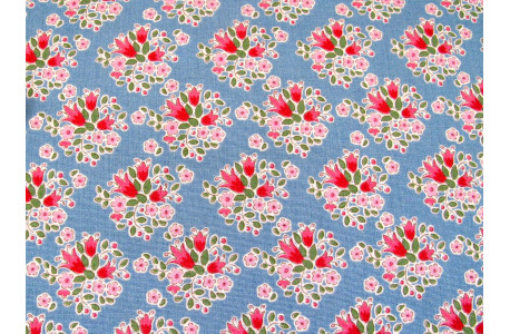 Fat Quarter Tilda Stoff Baumwolle Blumen blau rot