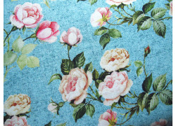 Rosenstoff türkis rosa Baumwolle Stoff Blumen Rosalinda Quiltstoff