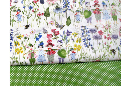 Stoffpaket Baumwolle Blumen Bienen Schmetterlinge acufactum Blumenkinder 72068