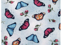 Fat Quarter Blumen Schmetterlinge hellblau Stoff Baumwolle Falter Motten
