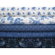 Stoffpaket Baumwollstoffe Blumen Vögel blau weiß