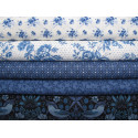 Patchwork Stoffpaket Blumenstoffe blau weiß 75017