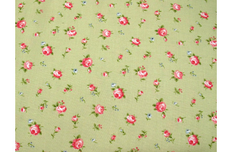 Patchworkstoff Rosen Ellie grün Blumen Baumwolle Stoff