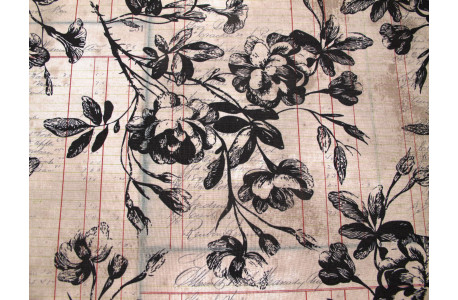Tim Holtz Eclectic Elements Quiltstoff Baumwolle Stoff Blumen Rosen Rechnungsseiten Junk Journal
