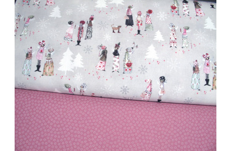 Stoffpaket Engel Punkte Hund Katze acufactum Baumwolle Stoff Silke Leffler Weihnachtsstoff 72053