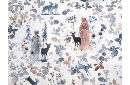 acufactum Stoff Gartenromantik Dear Jane Baumwolle Blumen Tiere Rehe Vögel Frauen Stoff