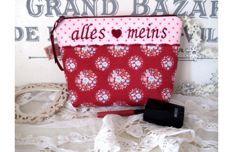 Kosmetiktasche Schmincktasche Etui Utensilo rot rosa
