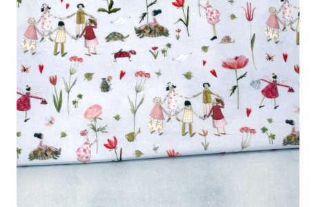 acufactum Stoffpaket Blütenzauber Baumwolle Stoff Rosen Blumen Menschen Silke Leffler 72033