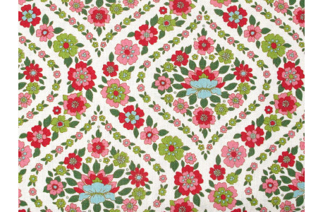 Tilda Stoffe Blumen Ornamente Baumwolle Patchworkstoff Bianca Wallflower