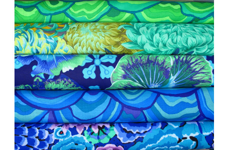 Patchwork Stoffpaket Kaffe Fassett Baumwolle Blumen blau 75012