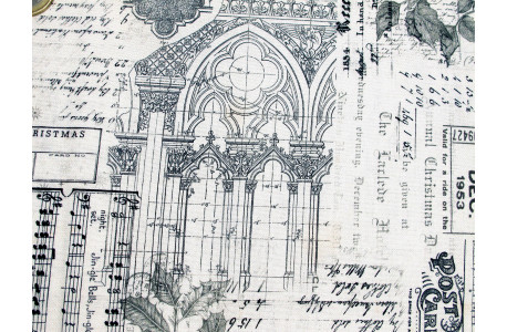 Tim Holtz Patchworkstoff Junk Journal Baumwolle Noten Schrift Zahlen Blumen Stoff Christmas Remnants